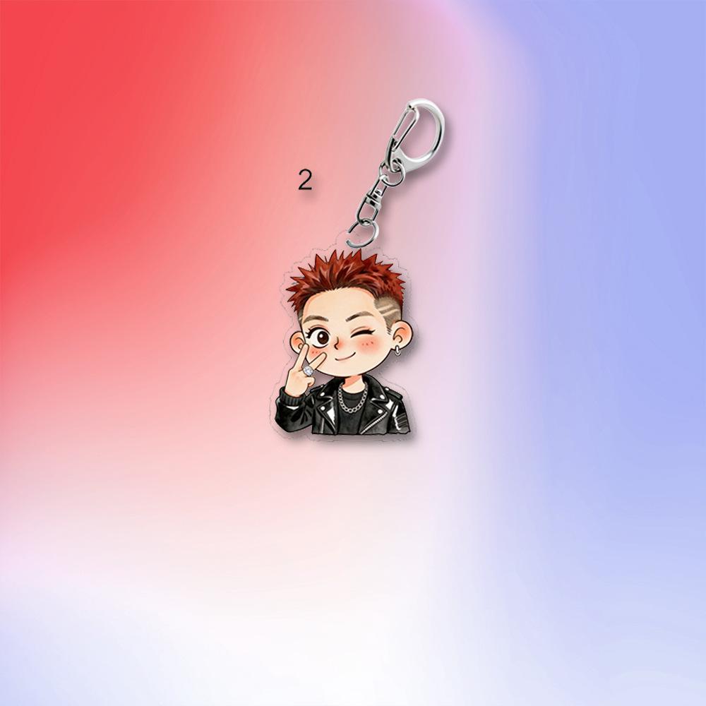 BTS Edgy Black Leather Jacket Cartoon Acrylic Keychain, Bangtan Boys Edgy Cartoon Figure Keyring, Kpop ARMY Fans Bag Charm