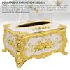 Tissue Box Cover Holder Luxury Facial Napkin Paper Towel Organizer Dining Room Ornaments Rose Pattern Gold White