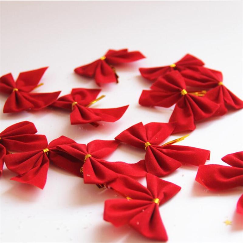 12pcs Christmas Bows Hanging Decorations Gold Silver Red Bowknot Christmas Tree Ornaments New Year 2021 Navidad Kerst Decor Set