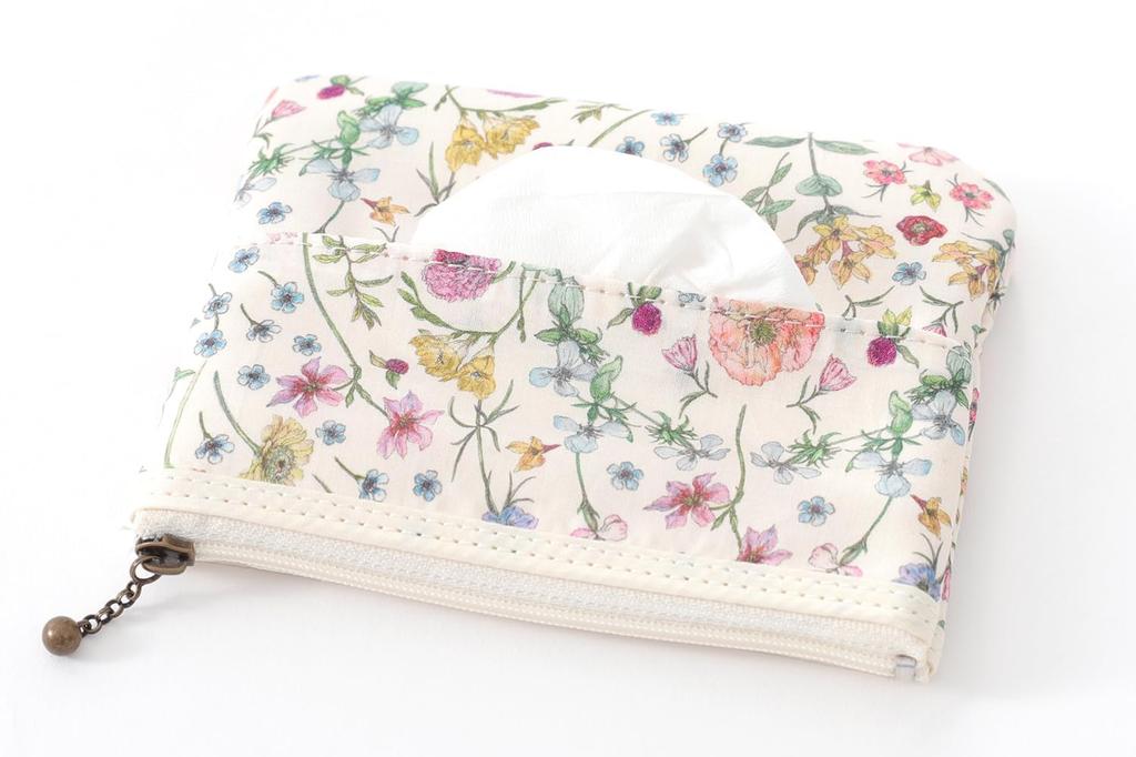DDintex FLORET LONDON Tissue Pouch x 11cm 02, Archway, Ivory, 13.5 [Liberty Print]