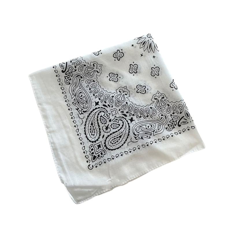 Square Cotton Cashew Flower Print Bandana Unisex Head Wrap Decorative Head Scarf For HipHop Dancing and Street Wear