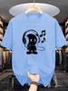 Summer Men's 100_ Cotton Casual Loose Fit Plus Size Music Themed Printed Comfortable Sports Round Neck Short Sleeved T-shirt Top