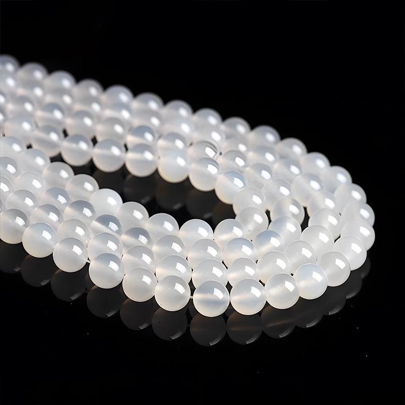 7A Transparent White Agate Round Beads for DIY Handmade Jewelry Bracelet Accessories
