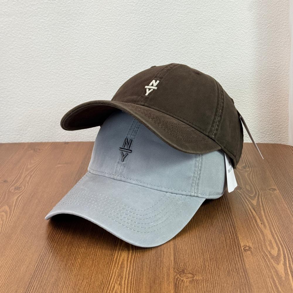 Fashion Hat Korean new letter embroidered baseball cap autumn casual sun hat men's and women's washed cotton soft top cap
