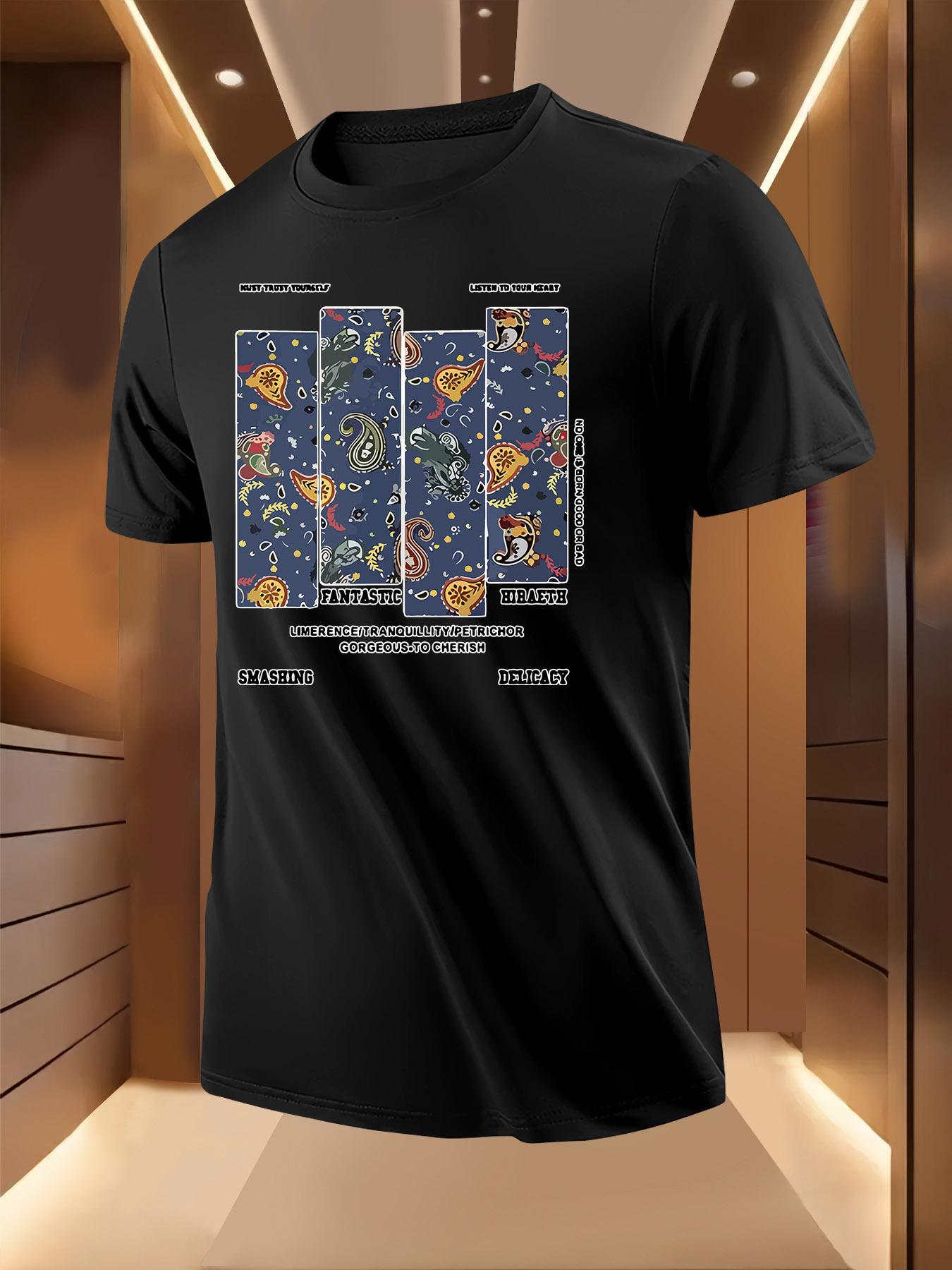 Short Sleeve Tshirt with Paisley Print - Breathable M