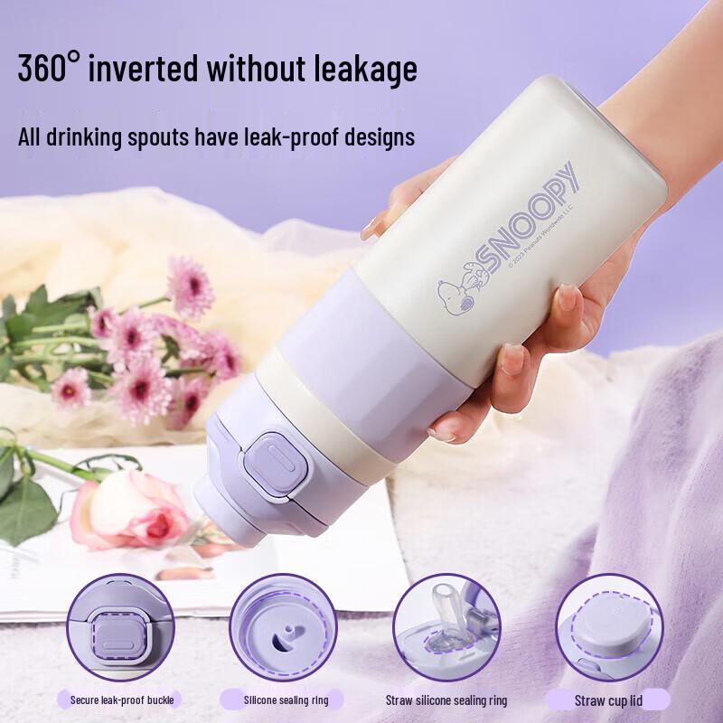 Snoopy 600ml Portable Dual-Drink Insulated Bottle
