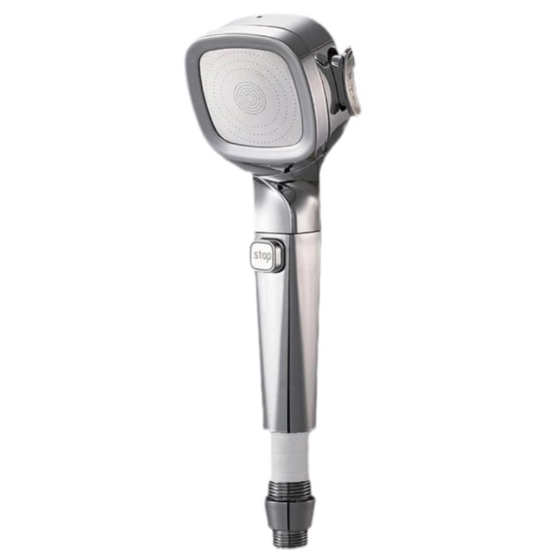 

4-режимная ручная насадка для душа под давлением с переключателем паузы, встроенная мощная смывка серебряный