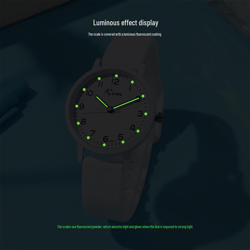 Women's Exam Watch: Silicone Strap, Luminous, Silent, Waterproof Quartz. Ideal for Junior High/High School Students.