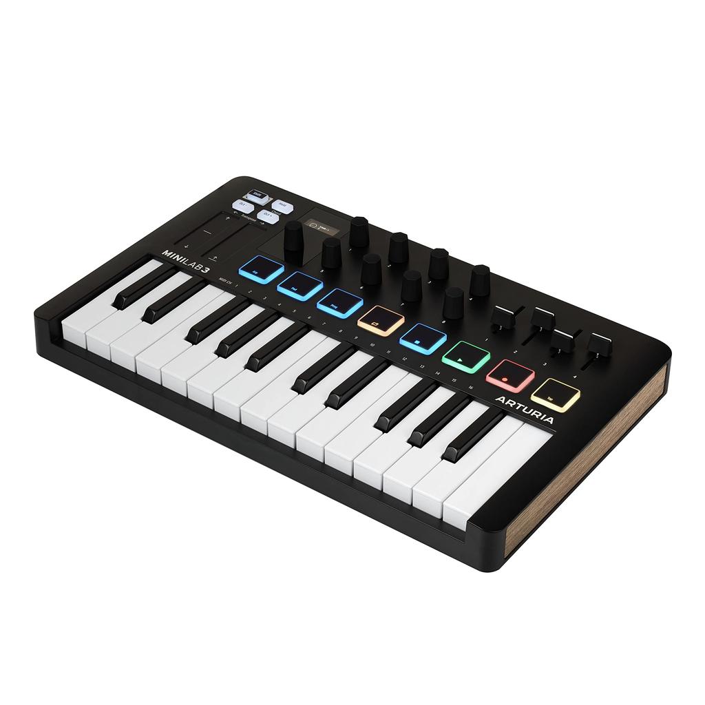 Arturia MiniLab 3 Mit 25 8 Schwarz - - Universal-MIDI-Controller Für Musikproduktion, All-in-One-Softwarepaket - Tasten, Multicolor-Pads -