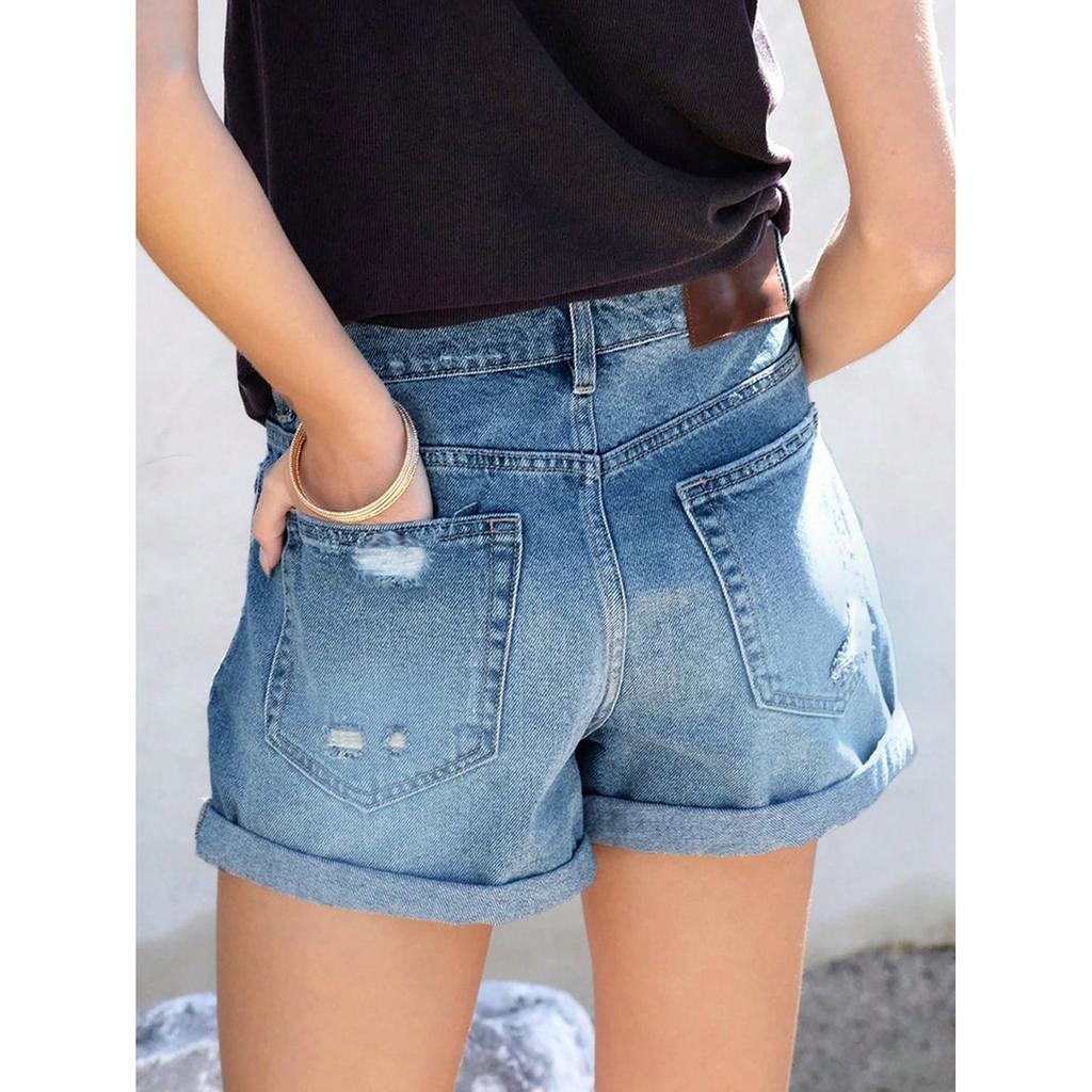 Women's Solid Color Jeans Stretch Slim Fit Casual Fashion Denim Shorts
