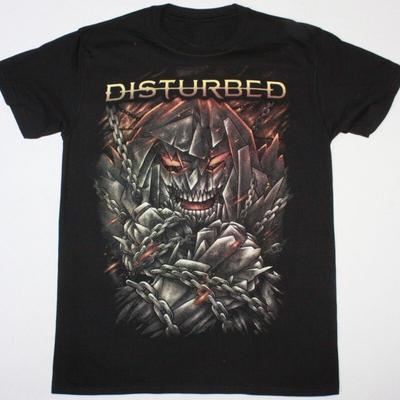 Vintage Disturbed Band Schwarzes Kurzarm Baumwoll T-Shirt Alle Größen Unisex Unisex T-Shirt