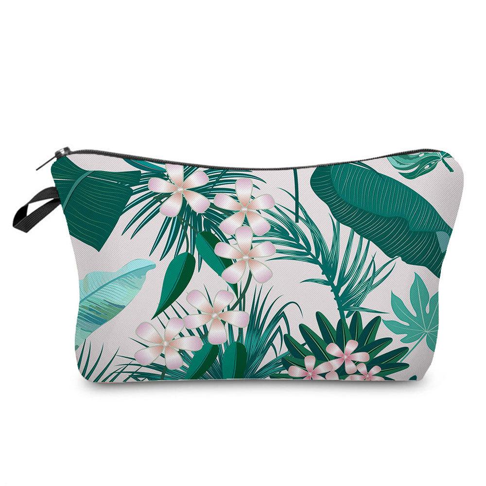 Damen Pflanzenmuster Kosmetiktasche Toilettenartikel Organizer Reiseaufbewahrungstasche 6871