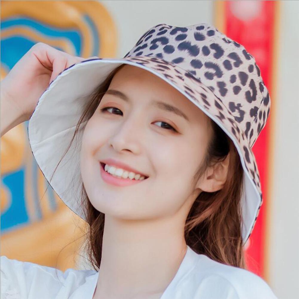 Summer Leopard Printing Double Sided Sunscreen Bucket Hat