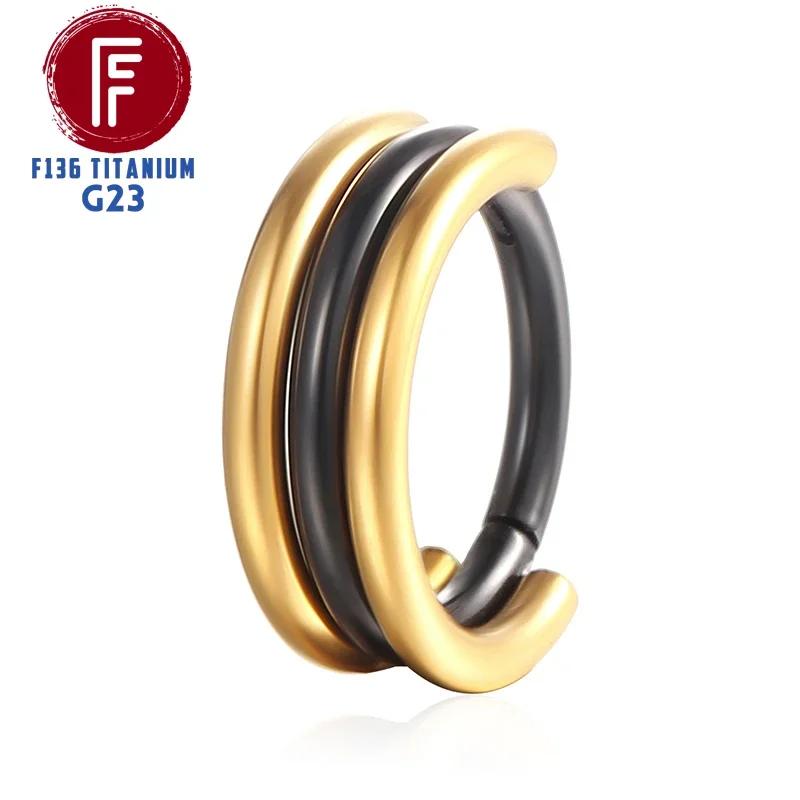 G23 Titanium Daith Cartilage Earrings 16G Helix Nose Septum Piercing Conch Hinged Clicker Body Jewelry Ear Ring Zircon