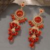 Zinc Zinc Alloy Bell Tassel Earrings Luxury Ethnic Style Ear Studs Rhinestone Pearls Ear Drop  Holiday