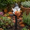 Cute Pumpkin Lawn Ornament Solar Ghost Stake Light, LED Auto Light Sensor Outdoor Garden Lamp, Waterproof Decorative Pathway Ground Lights for