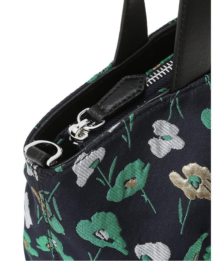 Daks Womens Accessories Green Flower Pattern Fabric Tote And Crossbody Bag_Dcba6E512E3