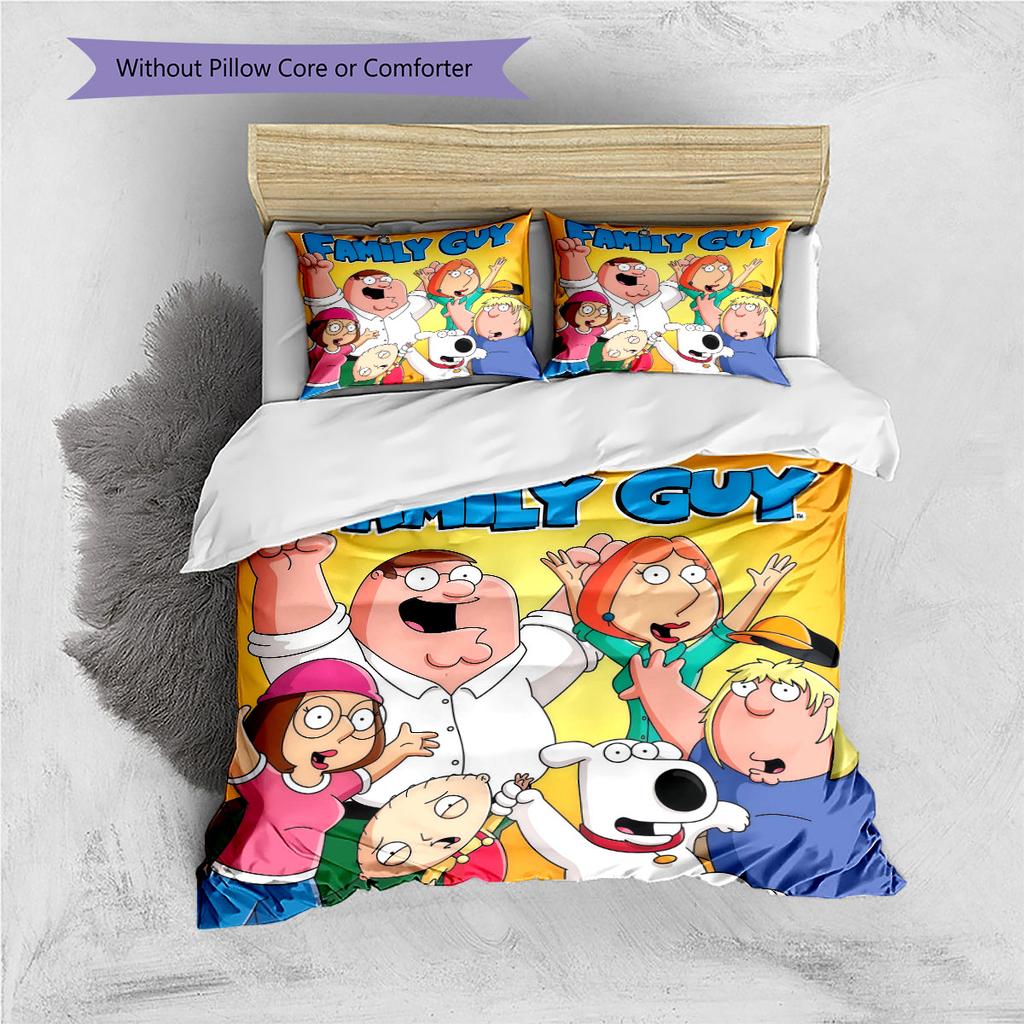 Family Guy Poster Pattern Bedding Home Decoration Birthday Gift ( 1 duvet cover + 2 pillowcase, without core),fan merchandise.