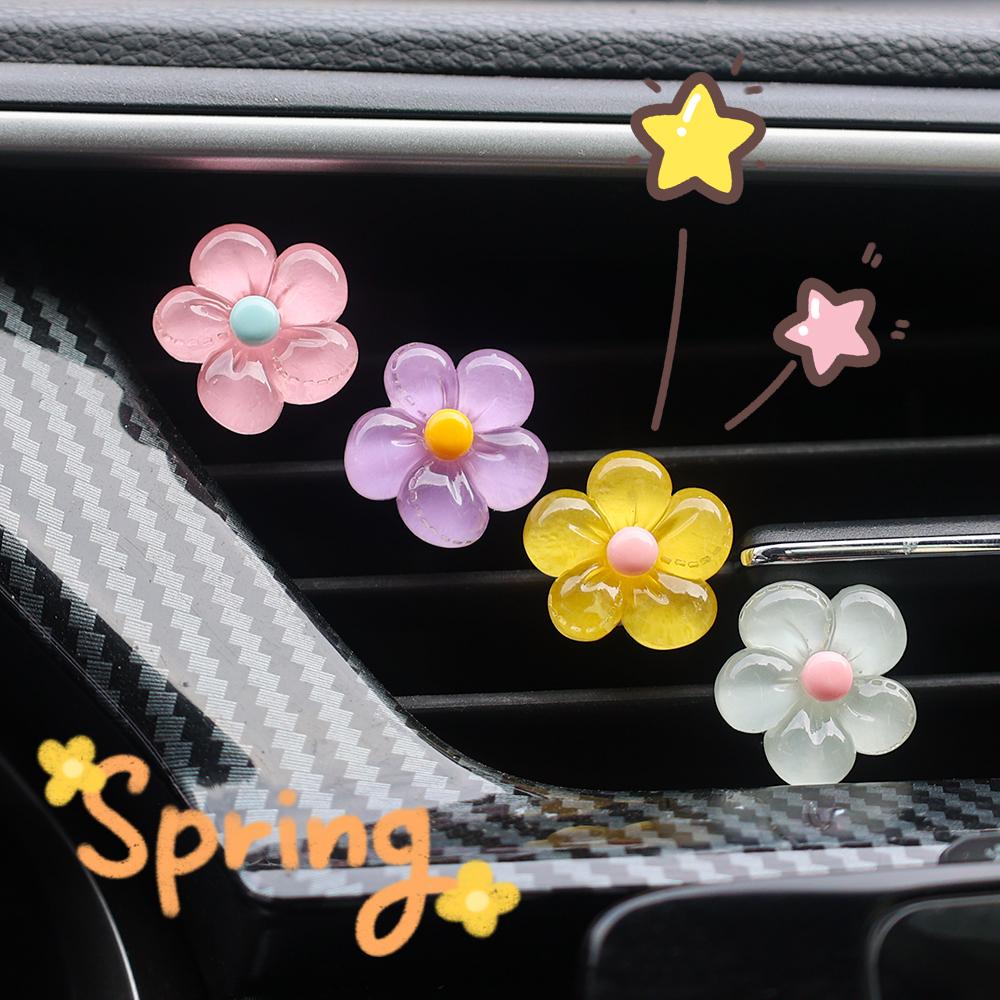 New Car Air Conditioning Vents Creative Ornaments Colourful Crystal Daisy Shape Handmade DIY Resin Accessories Auto Interiors