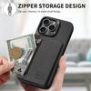 Mobile Phone Case Card Holder With PU Leather Back Sticker Card Bag Portable Zipper Wallet Stand For iPhone 16 Pro Max 15 14 13