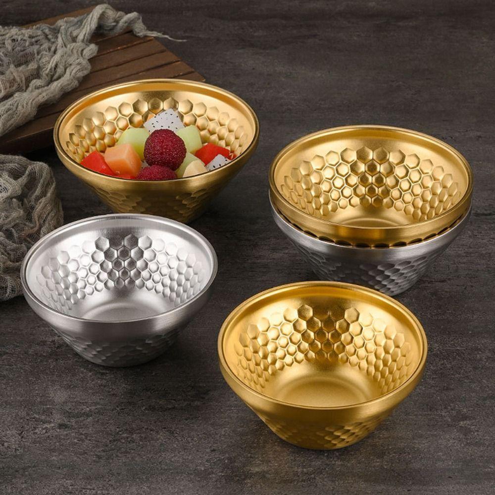 Unbreakable Salad Bowl 304 Stainless Steel Insulated Bowl Korean V-shaped Rice Bowl  Restaurant