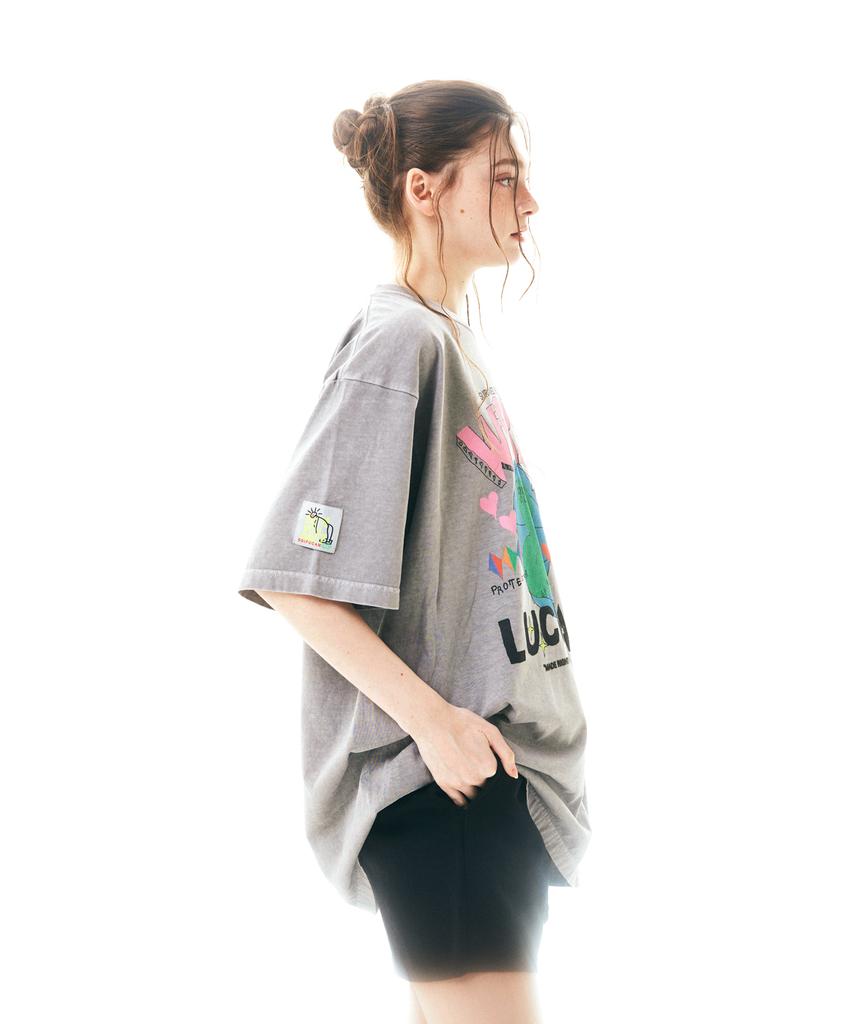 Soipeuyukaen Oversized Loose Fit Pigment Print T-Shirt