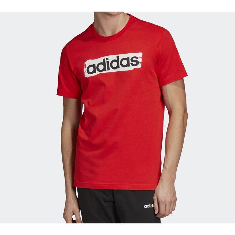 Adidas Letter Logo Sport Short Sleeve T-Shirt Men Tops Red DV3053