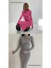 European Style Elegant Round Neck Long Sleeve Slim Fit Bodycon Dress