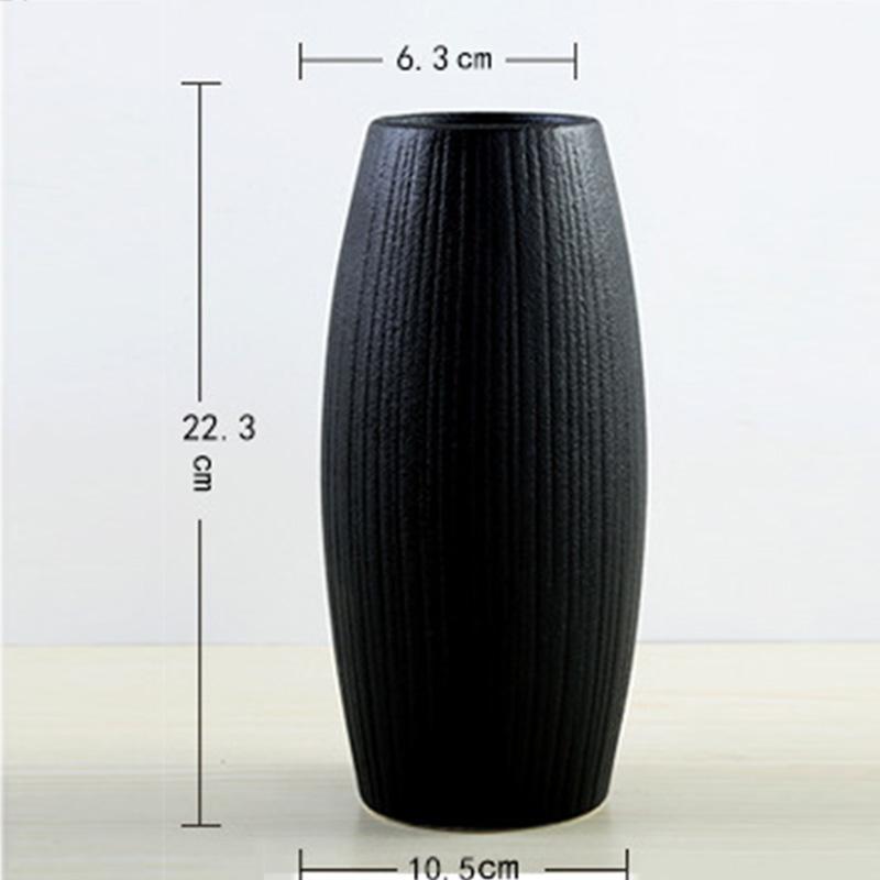Moderne Kreative Klassische Schwarze Keramikvase Retro Vase Behälter Einfache Europäische Handgefertigte Handwerkskunst Heimdekoration LBS