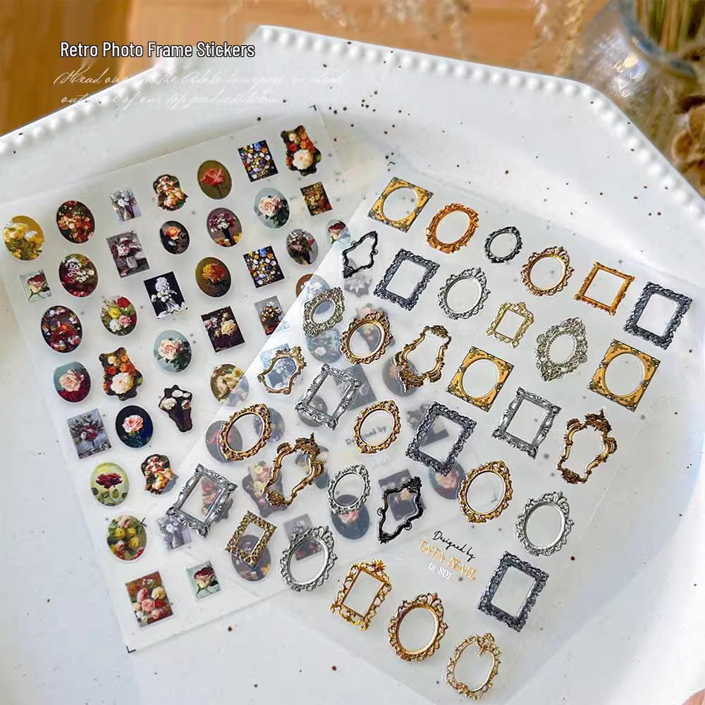 

Ретро Роза Цветочные 3D Рельеф Драгоценный Камень Кошачий Глаз Наклейки и Декали для Нейл-Арта