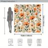 1 Cortina de chuveiro floral vintage com flores macias em tons de laranja, branco e bege e folhas verdes, fundo bege claro, poliéster
