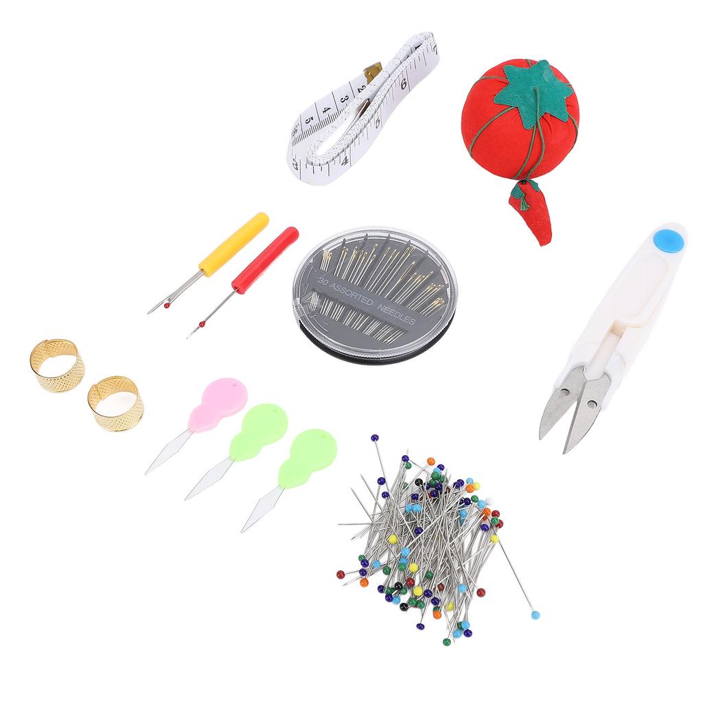 Sewing Pin Cushion Kit Cute Tomato Pin Cushion Glass Ball Head Pins Self Threading Needles Sewing Tool Set
