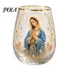High-quality Glassware Faith Glass Cup, Lead-Free Transparent Mug, with Religious Themed Cup Gold Electroplated Edges, Stylish Christian Detailed