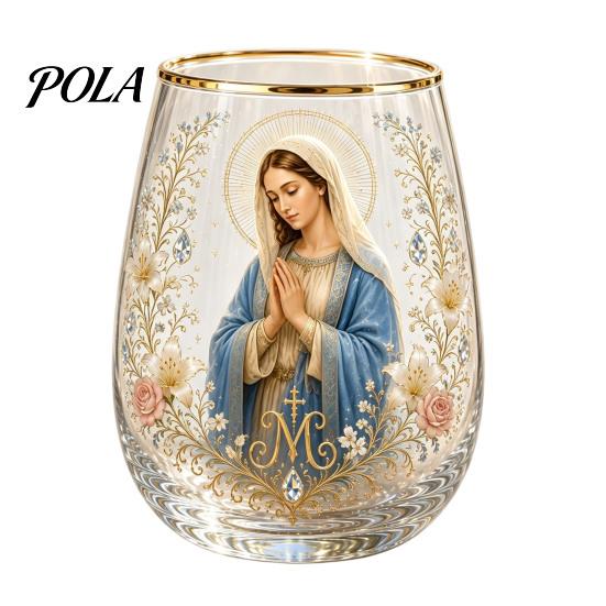 High-quality Glassware Faith Glass Cup, Lead-Free Transparent Mug, with Religious Themed Cup Gold Electroplated Edges, Stylish Christian Detailed
