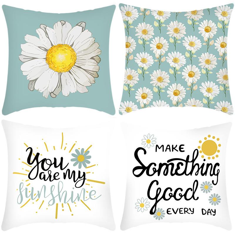 Fashionable Spring Flower Spring Elements Pillow Cover Linen Flower Cushion Pillow Cover
