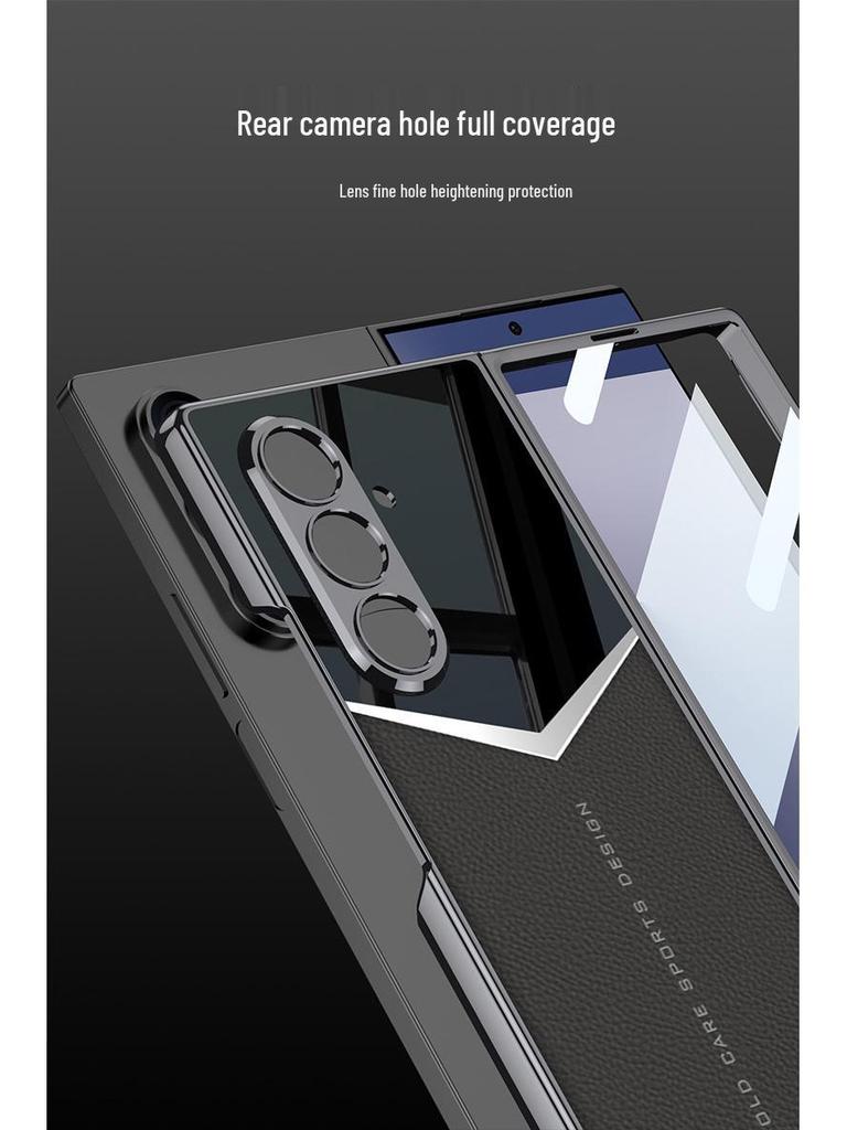 Samsung ZFold7 Electroplated Solid Color Leather Phone Case - Foldable Cover