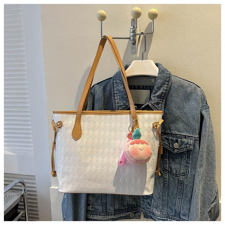 Women's Faux Leather Tote Bag Large Capacity Fashionable Shoulder Crossbody Bag Casual Office Handbag
