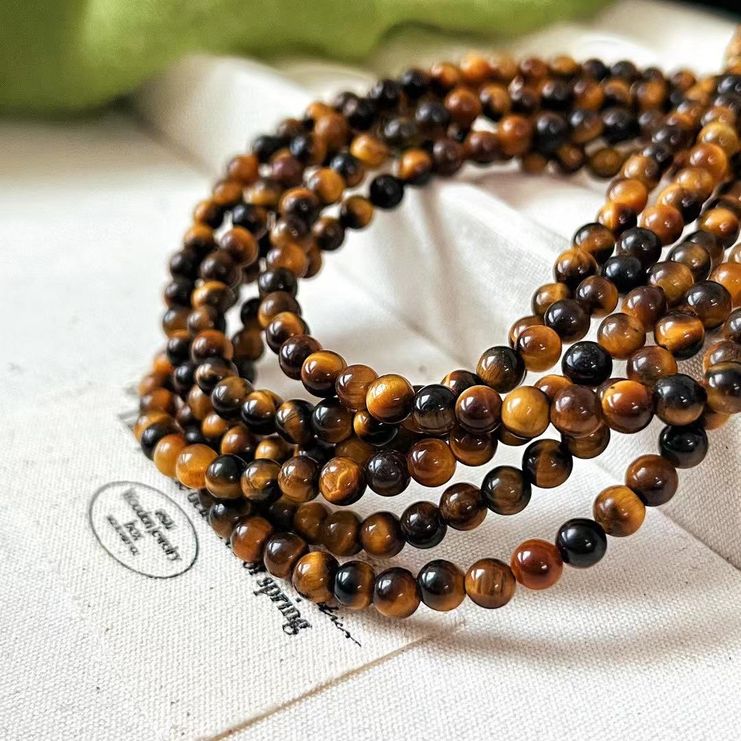 

Natural Tiger S Eye Stone Beaded Necklace Women S Retro Light Luxury Niche Collarbone Chain Maillard Style New Model