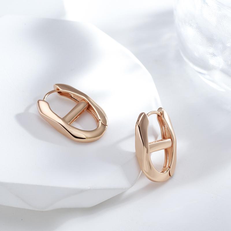 Fashion Glossy Dangle Earrings  Rose Gold Color Simple Geometry Earrings For Women High Quality Daily Fine Jewelry