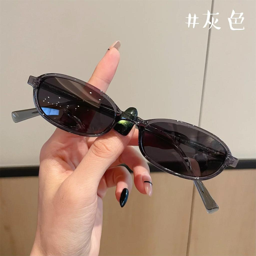 Retro oval frame sunglasses women's high-end small frame sunscreen sunglasses red trend high quality with myopia