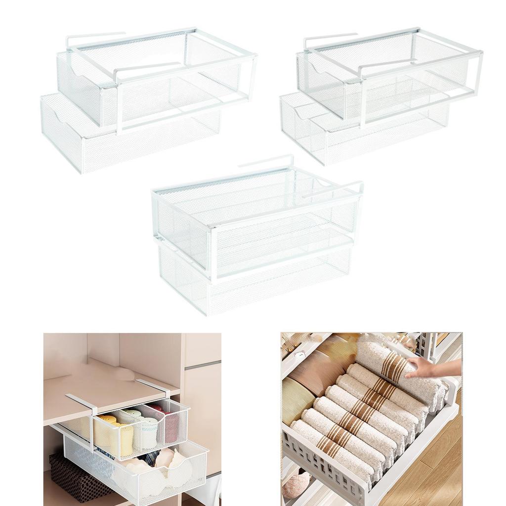 Cabinet Organizer for under Desk, Layer Pullout Drawer Basket Bedroom