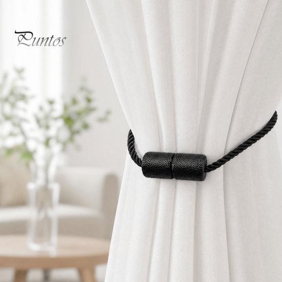 Curtain Ties Magnetic Tiebacks, Modern Simple Rope Tie Backs, Heavy Duty Magnets Decorative Drapes Weave Holdbacks for Home Bedroom Office Wall Damage