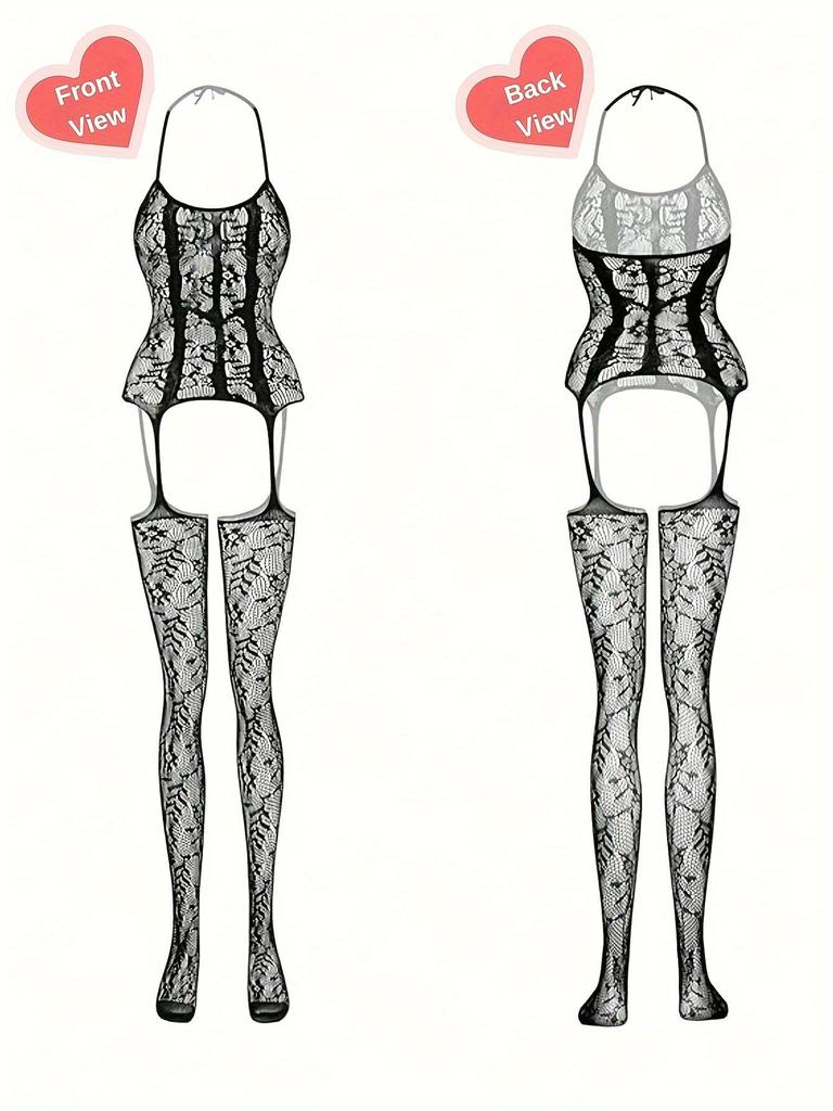 Danai Lingerie: Sexy Open-Crotch Fishnet Stockings & Removable Bodysuit Sleepwear for Women (8972)
