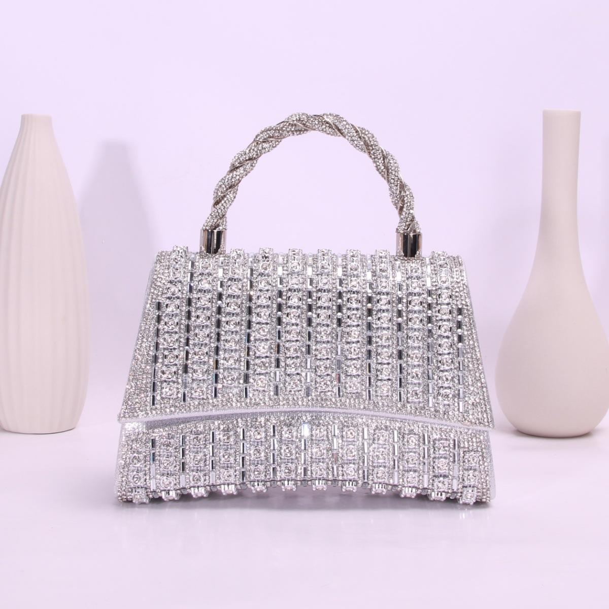 

Diamond handbag woven hand full of square diamonds, party wedding dinner bag women s bag shoulder bag