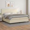 Exclusive House Bed 200x200 Cream Faux Leather - Slatted Base, 2 Mattresses 20 Cm, Adjustable Headboard