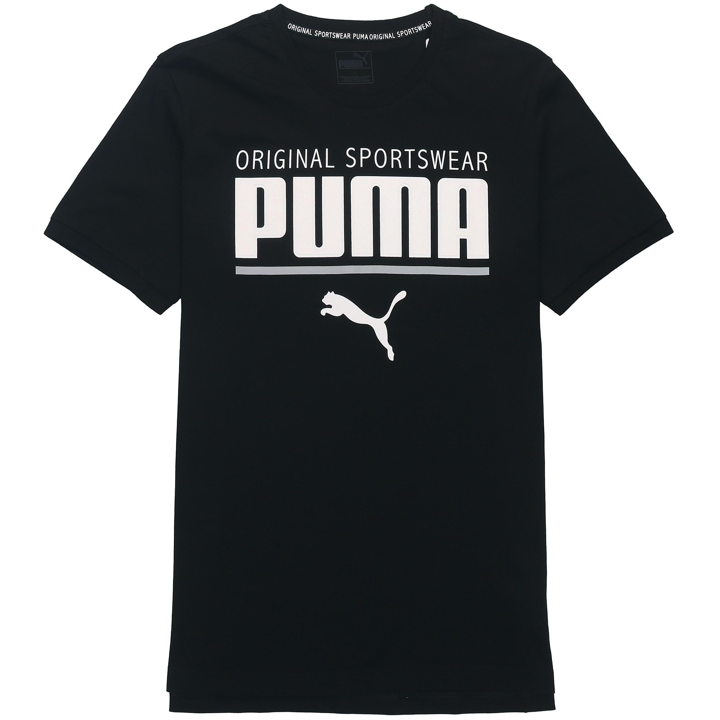 PUMA Logo Printing Round Neck Sports Short Sleeve Black Men s 852240-01 S