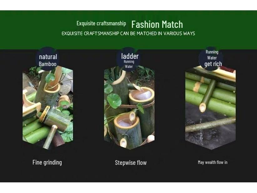 Bamboo-Finished Ceramic Fish Tank Fountain with Oxygenation & Humidification