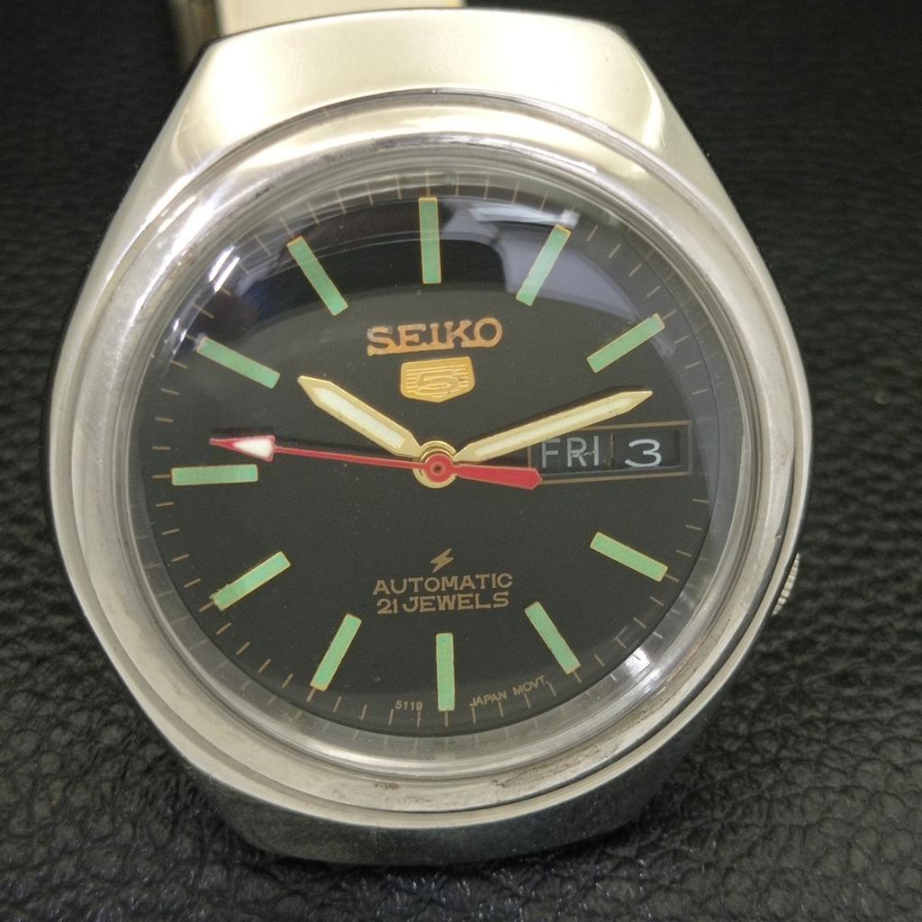 GENUINE VINTAGE SEIKO 5 AUTOMATIC 7019A JAPAN MENS BLACK DIAL WATCH a701910-5 R207-a701910