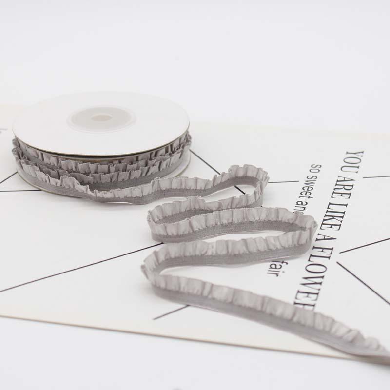 5 Yards Multi-Color Pleated Stretch Lace Embroidery Fabric Trim DlY Headdress Clothing Home Decoration Accessory 1CM Wide