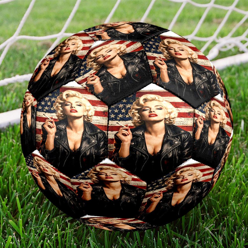 Marilyn Monroe Print Size 5 Soccer Ball, Standard Match Football for Sports Game and Team Practice, Ideal Gift for Soccer Fans